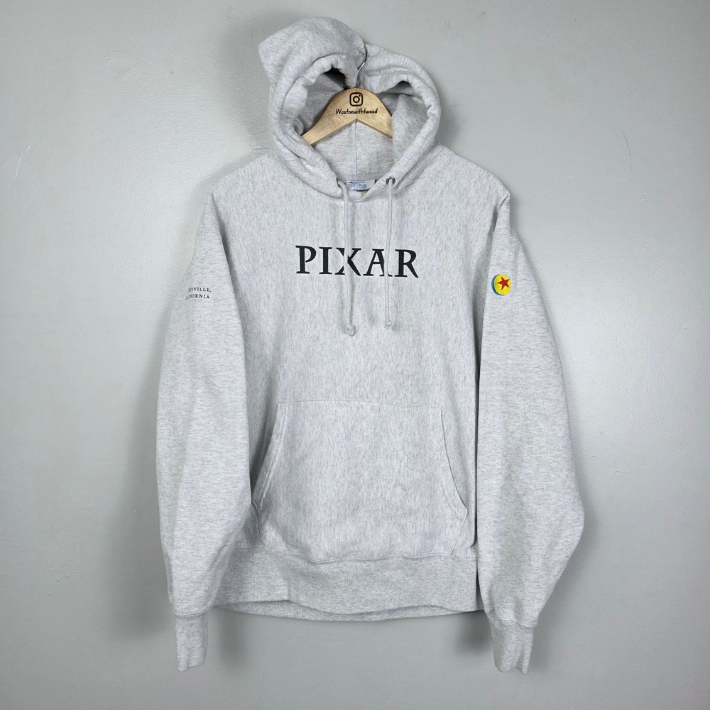 Champion Reverse Weave Pixar Hoodie Heather Gray Emeryville CA Large